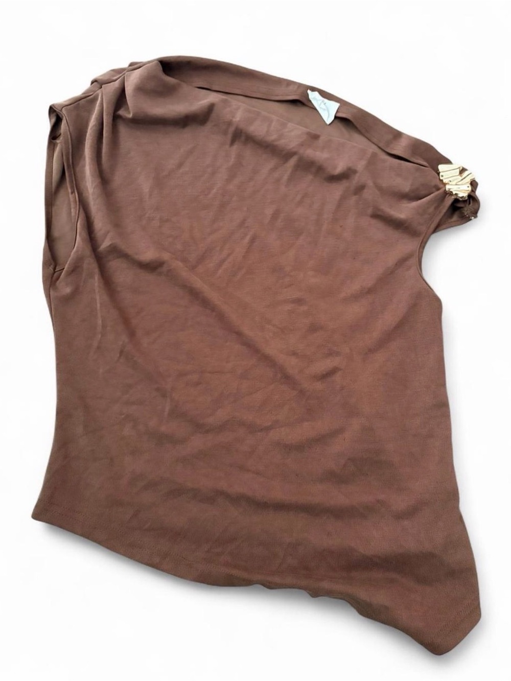 Brown One-Shoulder Crop Top - Women's Asymmetric Tank